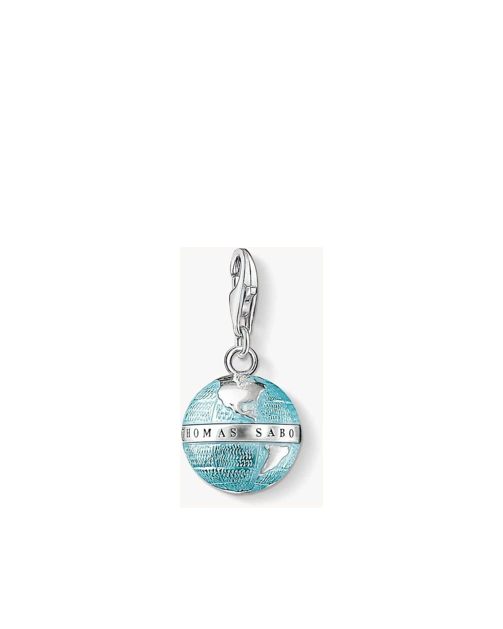 Pendentif charm globe terrestre Thomas Sabo, élégant bijou symbolisant l'amour du voyage et de la découverte.