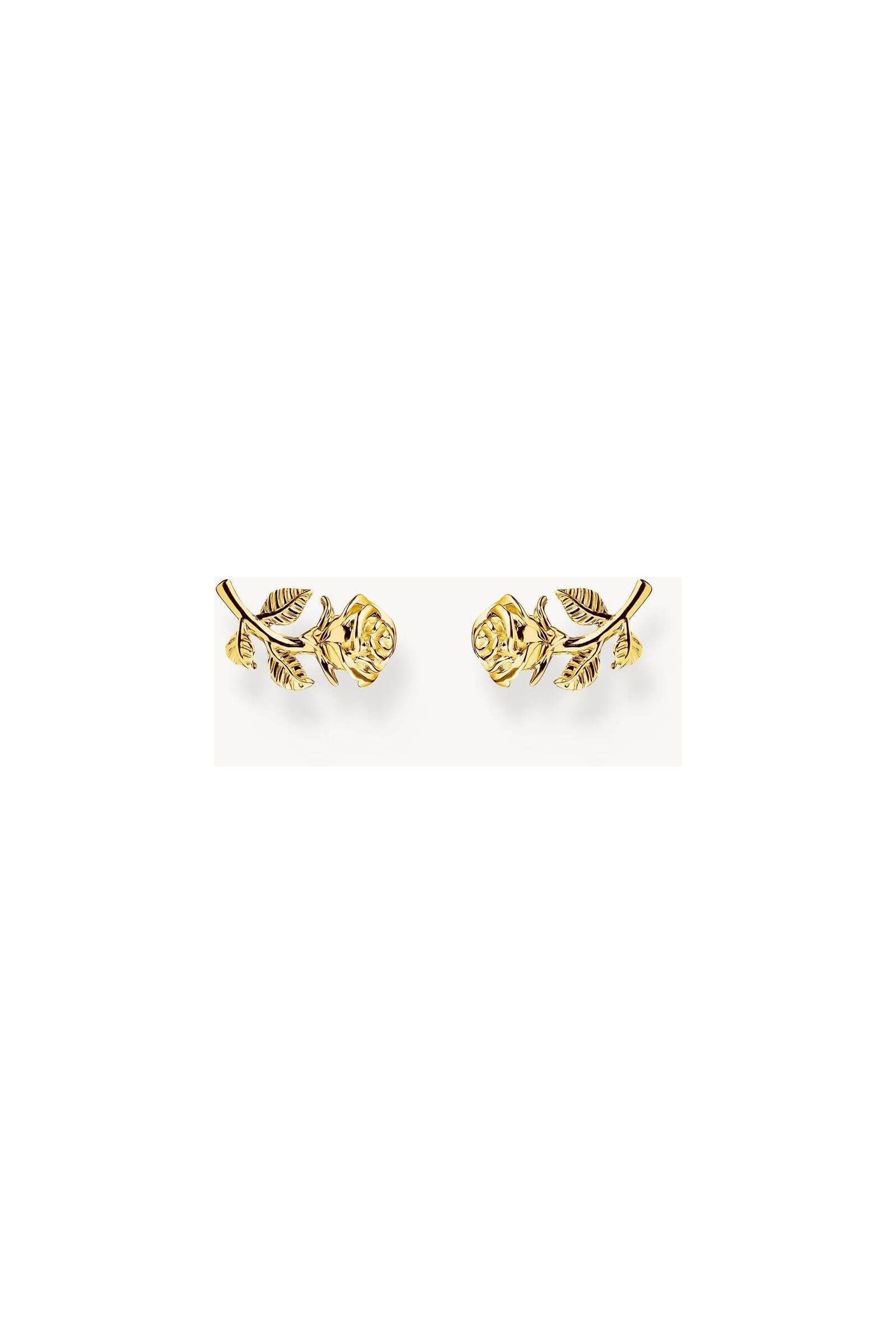 Clous d'oreilles en forme de rose plaqué or 18k, détails fins et dramatiques, design victorien.