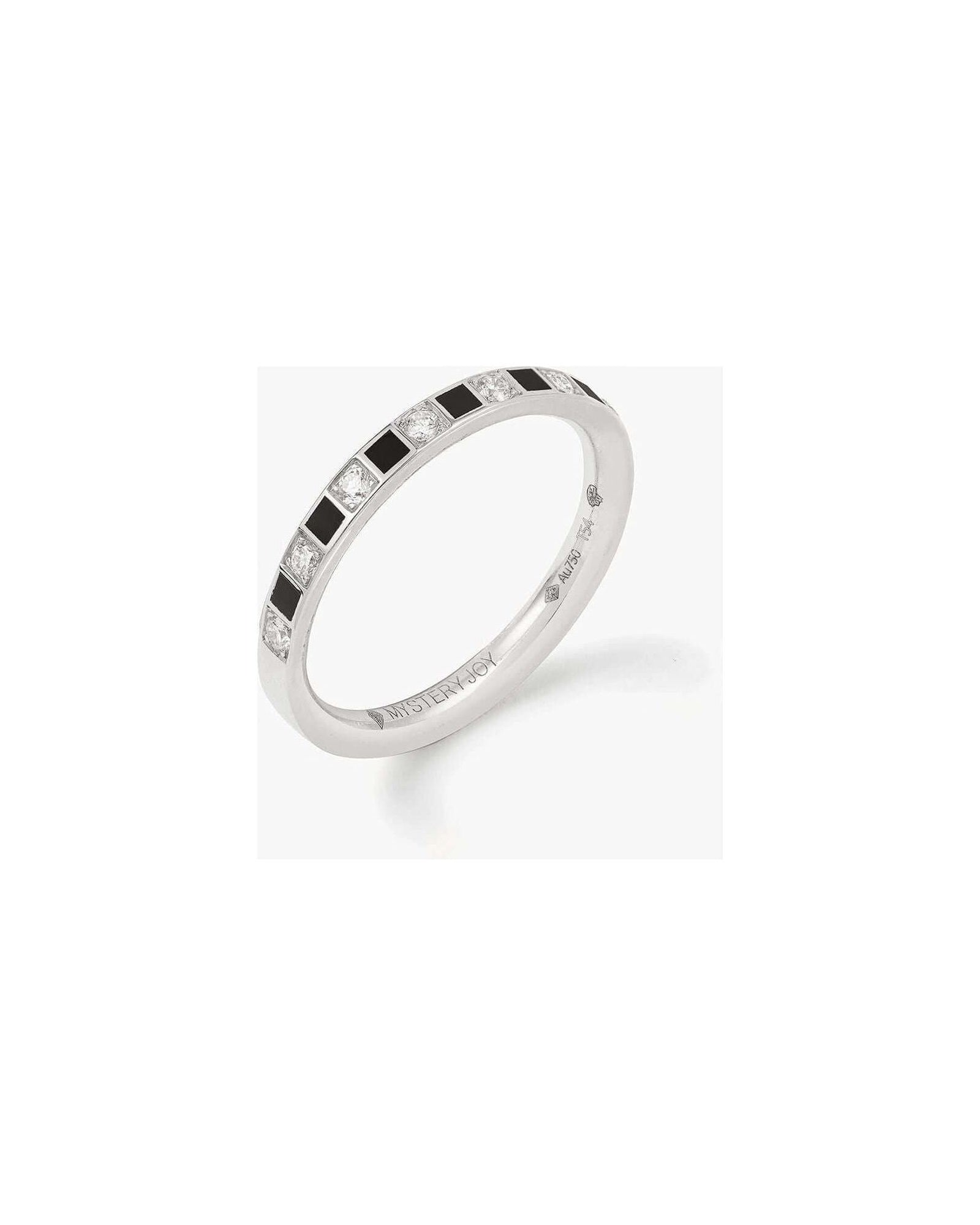 Alliance rêve ring in 18k gold with diamonds, featuring a unique design with black accents and a total diamond weight of 0.15 carats.