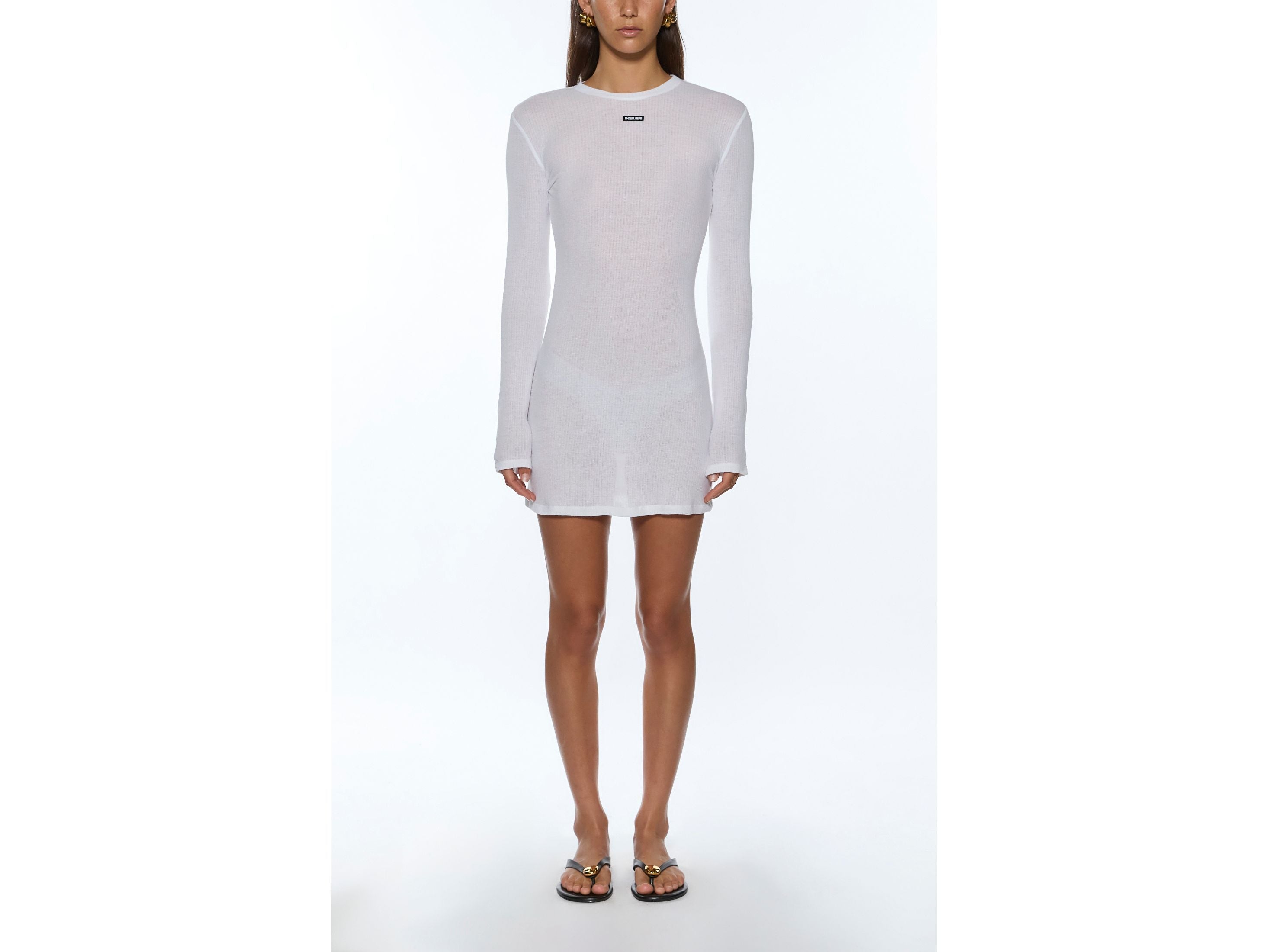 crawford ls mini dress white