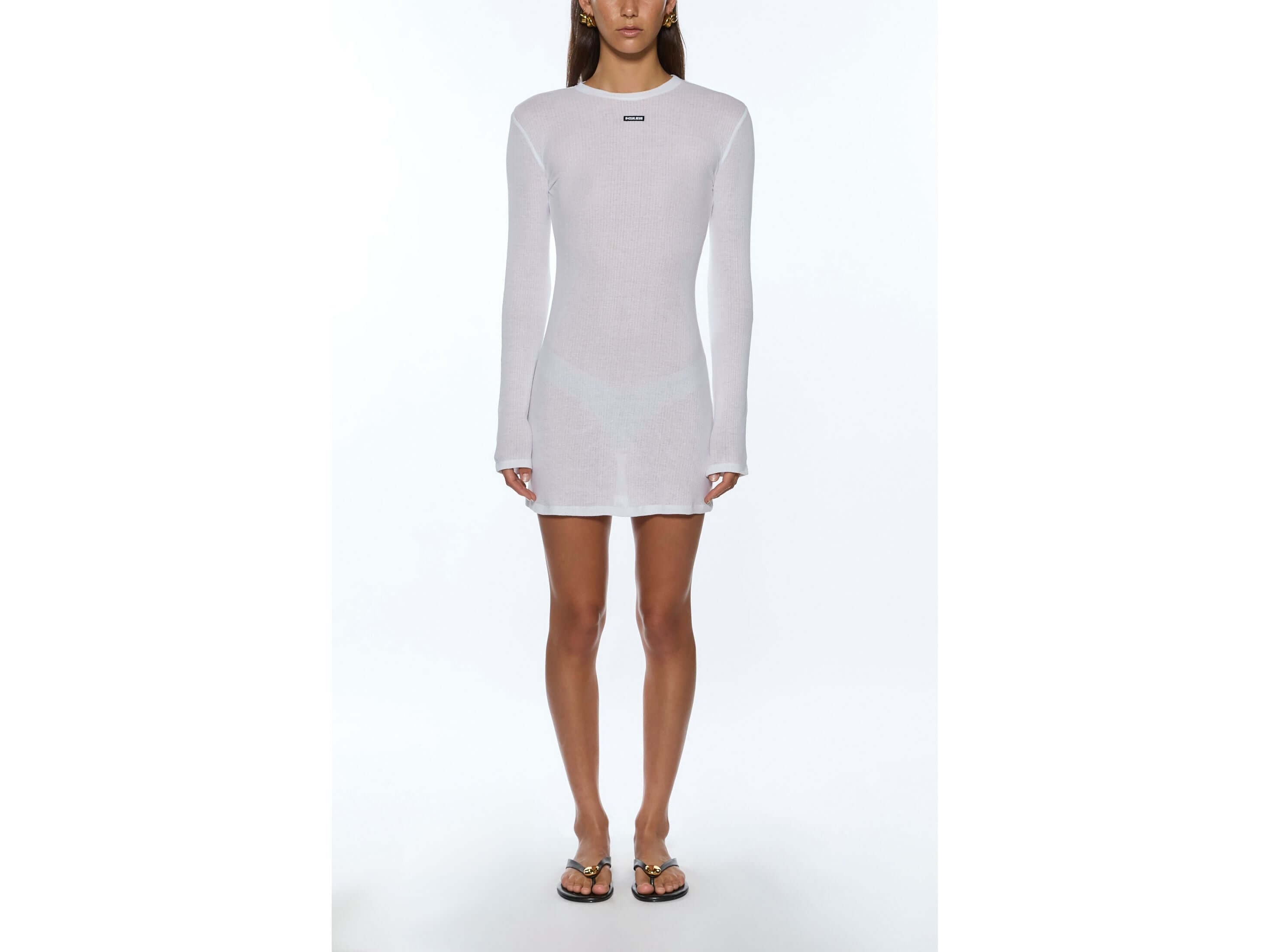 crawford ls mini dress white