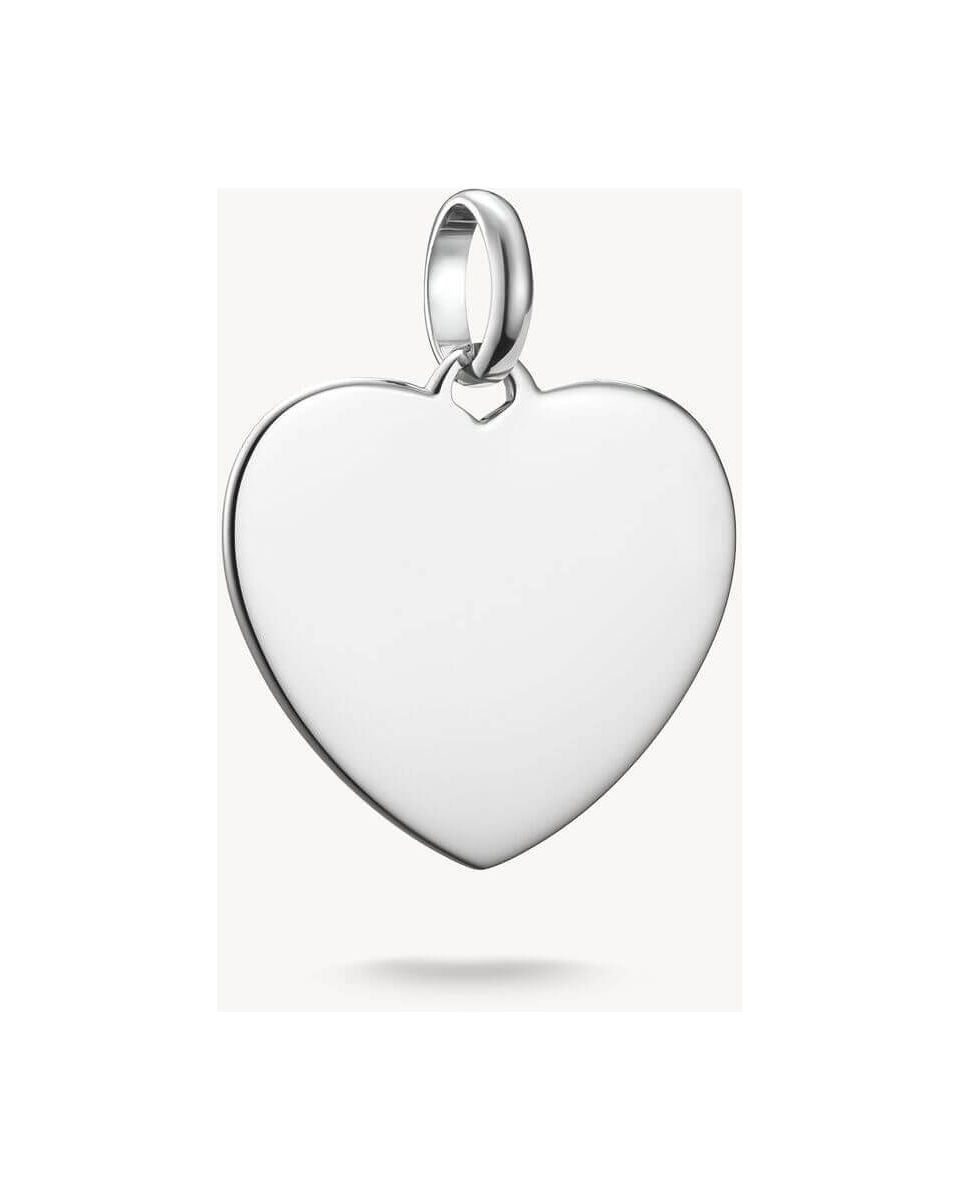 Pendentif charm en argent en forme de cœur, personnalisable avec gravure.