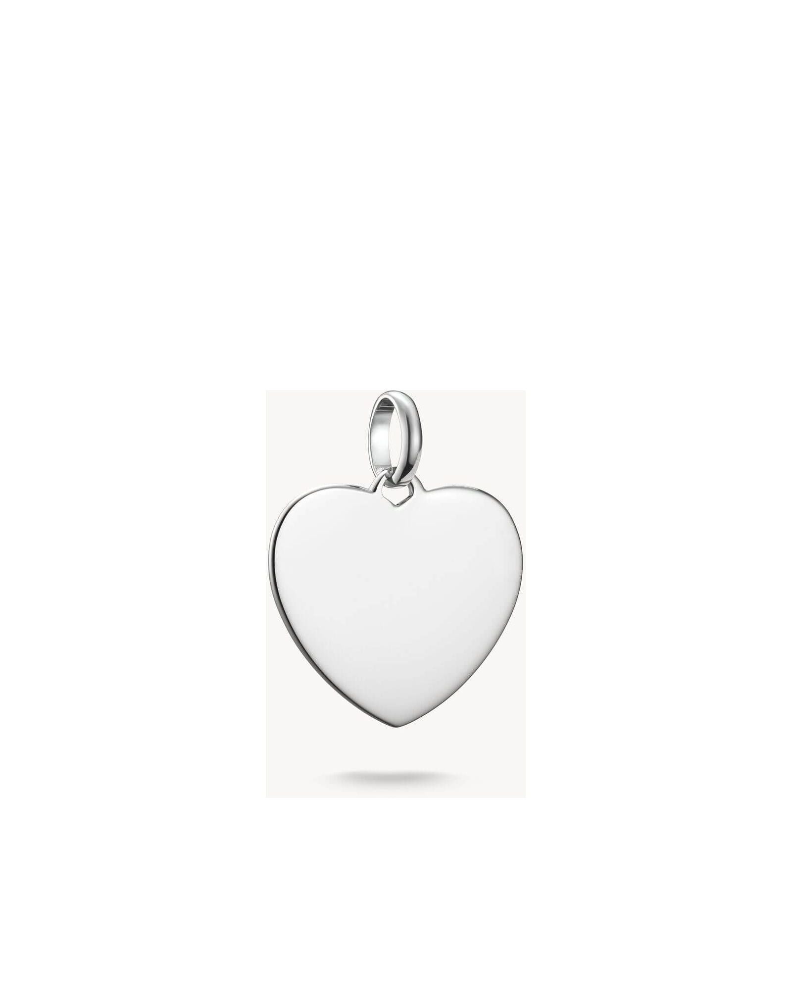 Pendentif charm en argent en forme de cœur, personnalisable avec gravure.