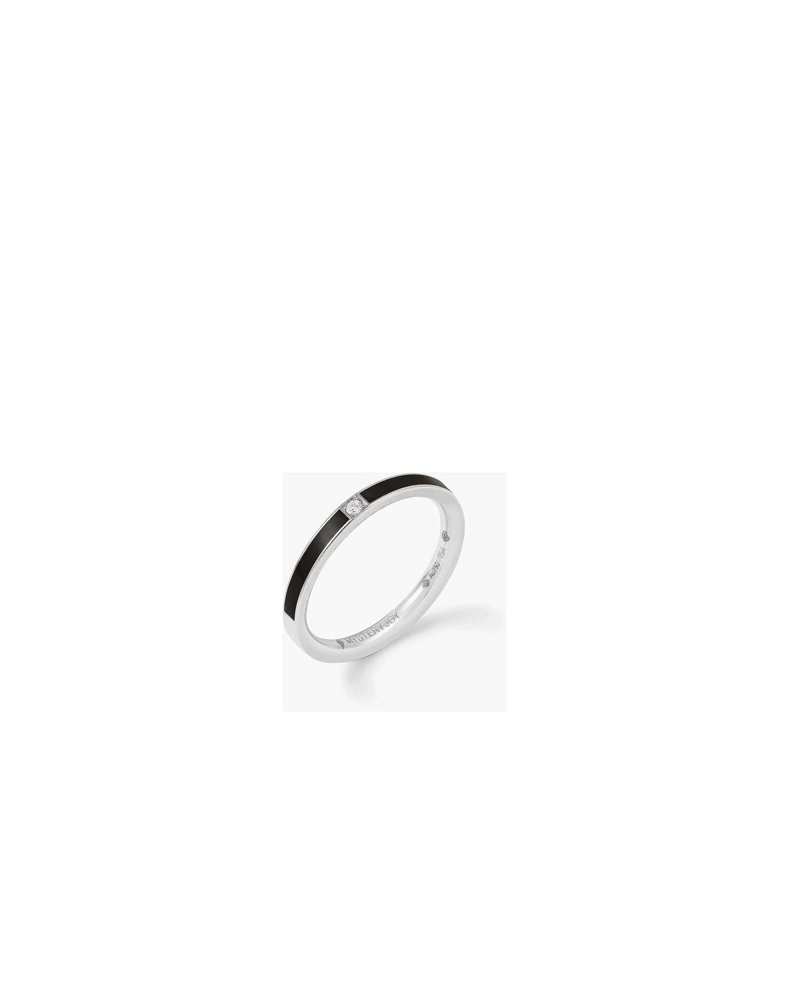 Alliance Songe en or blanc et laque avec un diamant, symbole d'union parfaite, collection MYSTERYJOY.