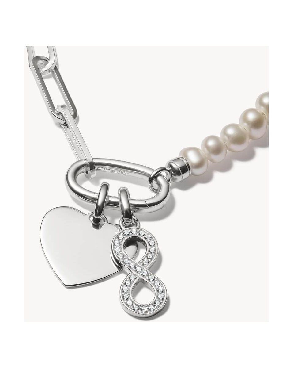 Pendentif argent 925 recyclé avec symbole infini et pierres en zirconium, élégant sur chaîne ou bracelet.