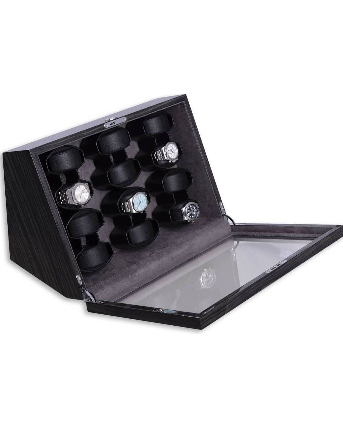 Remontoir de Montres Cosmo Twelve en bois de frêne, conçu pour 12 montres, élégant et fonctionnel.