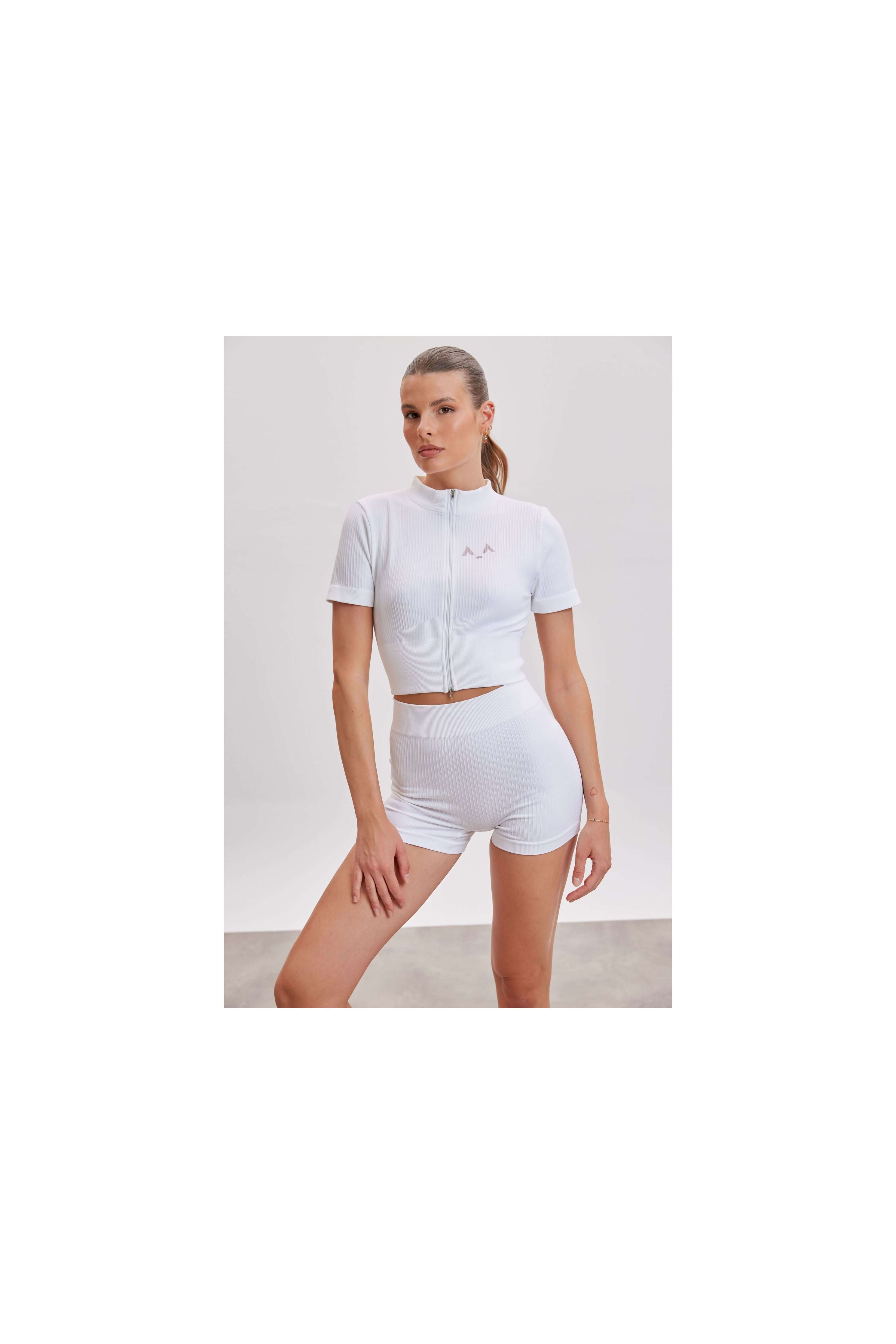 Ribbed Mock-Neck Zip Top