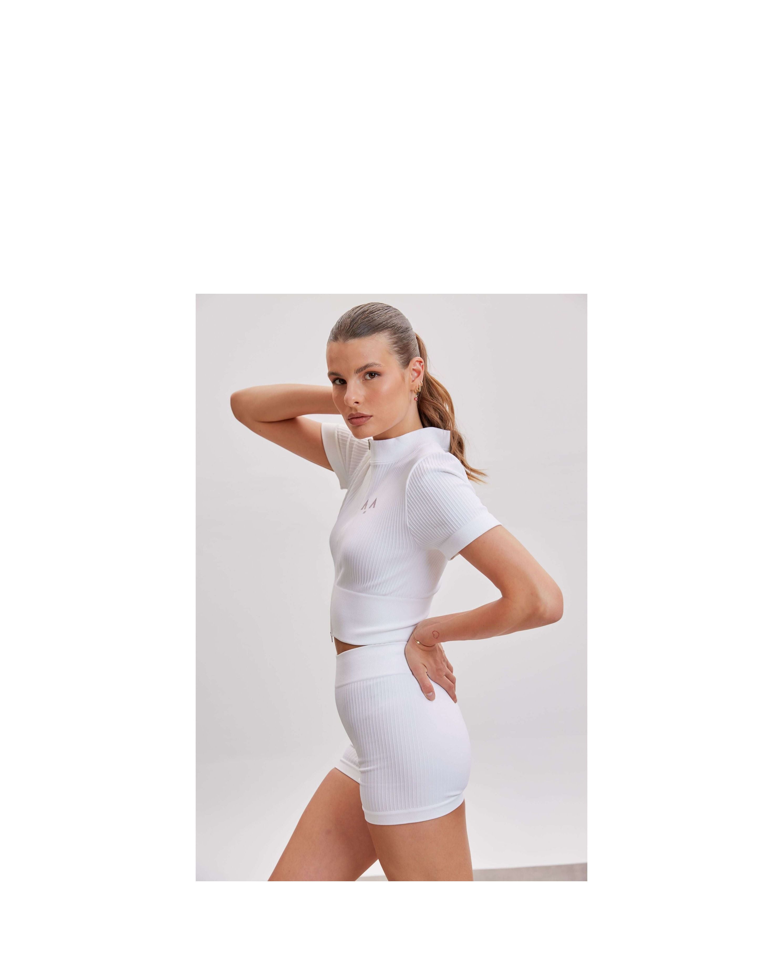 Ribbed Mock-Neck Zip Top
