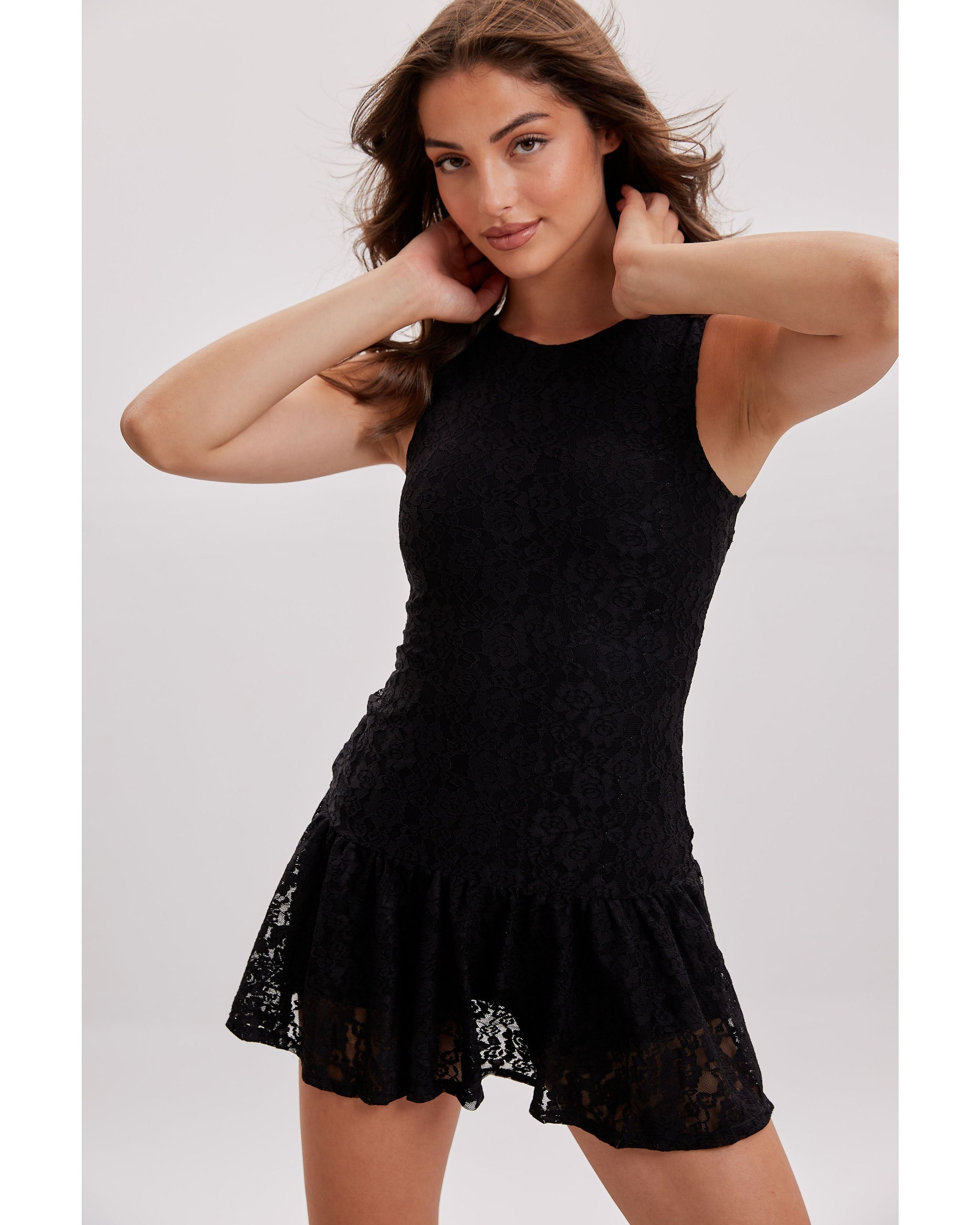 Lace Power Dress with Shorts | Black