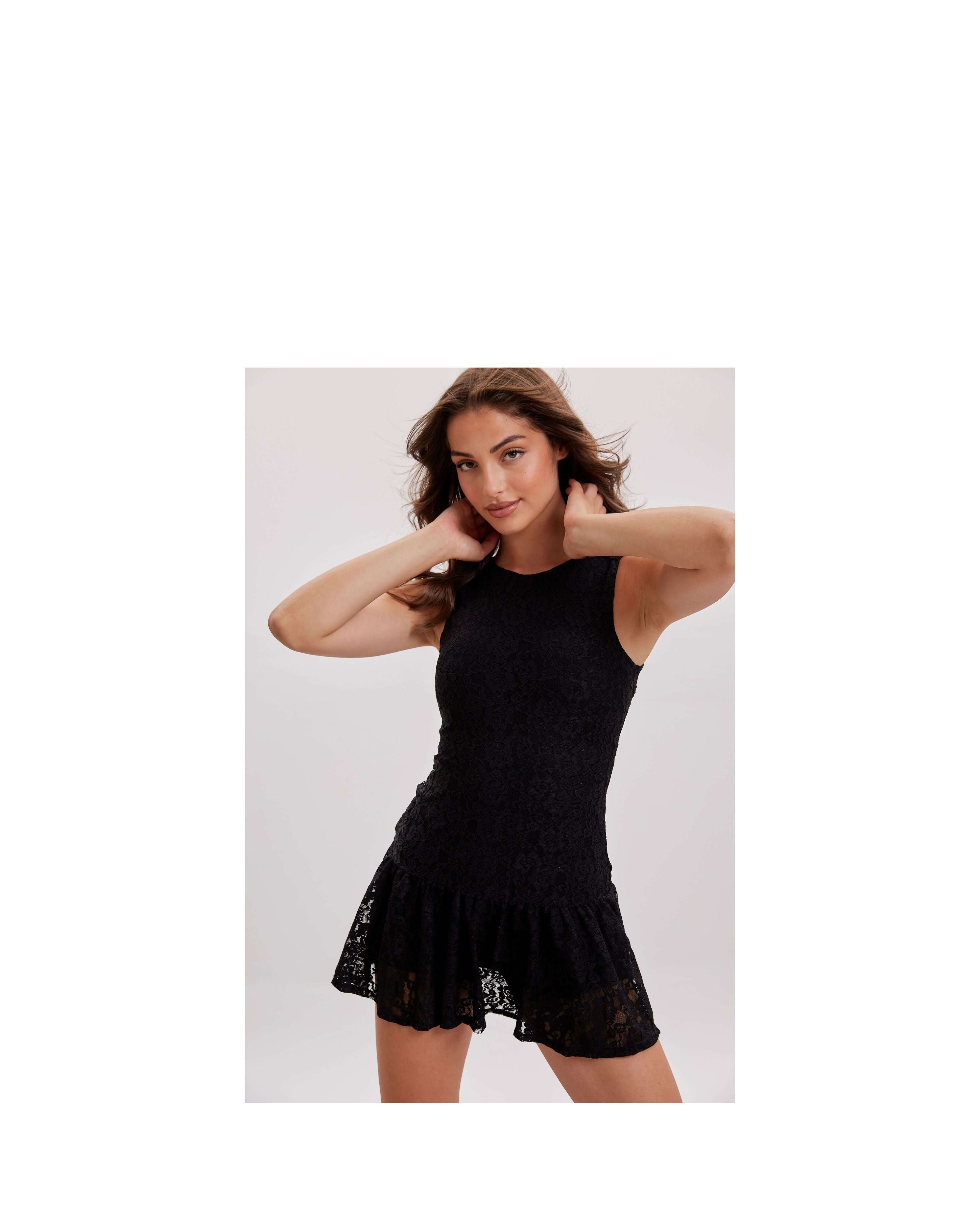 Lace Power Dress with Shorts | Black