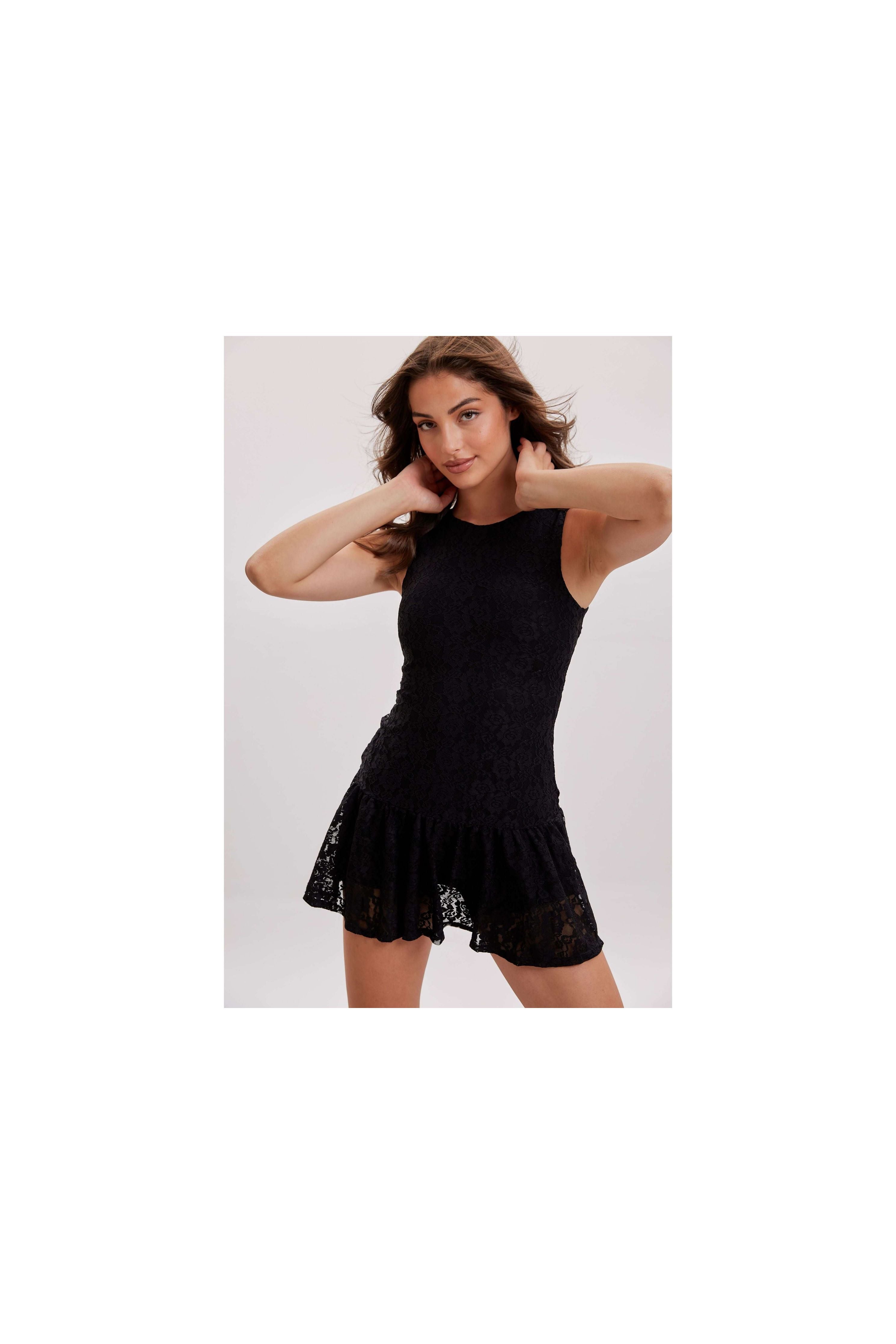Lace Power Dress with Shorts | Black