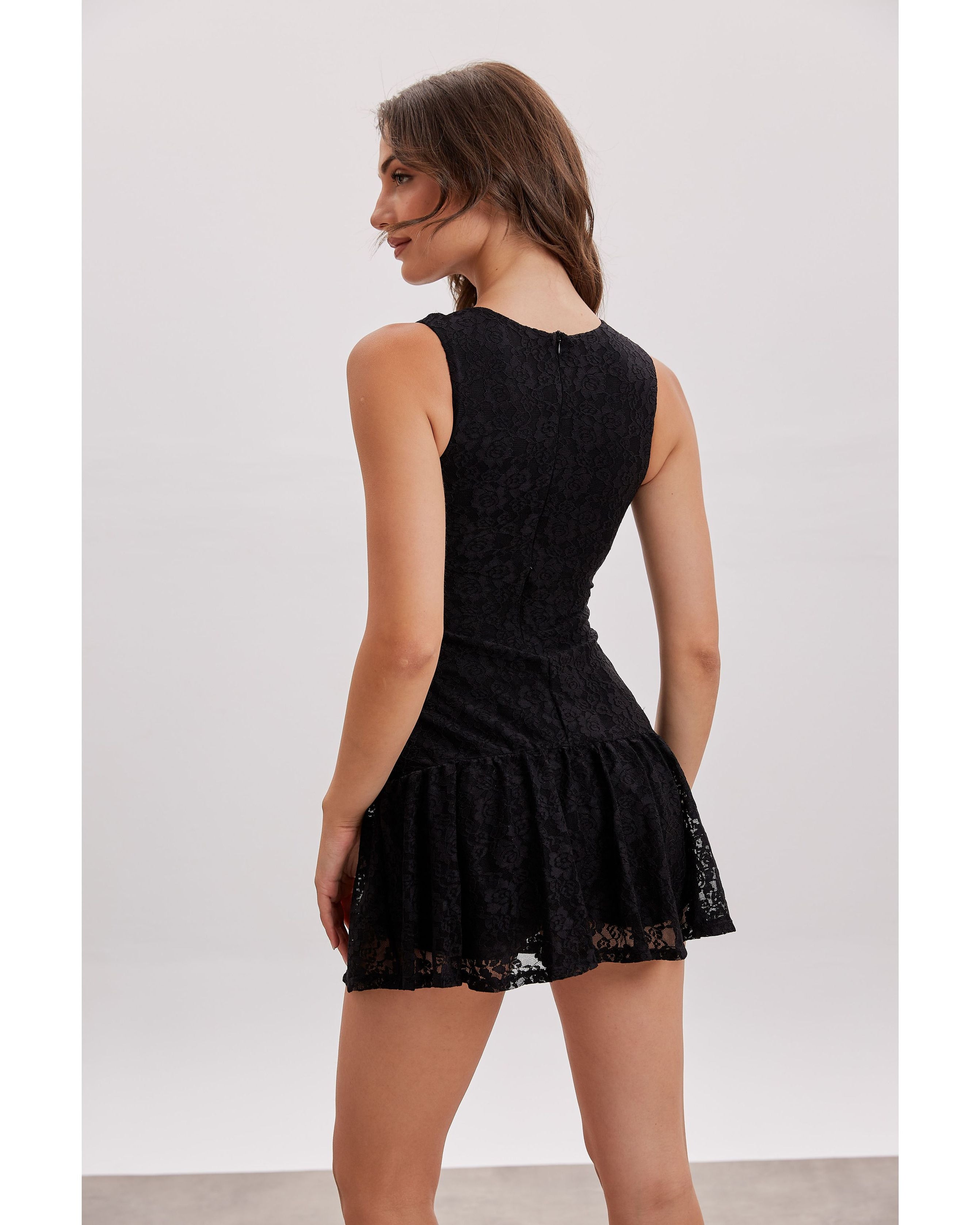 Lace Power Dress with Shorts | Black