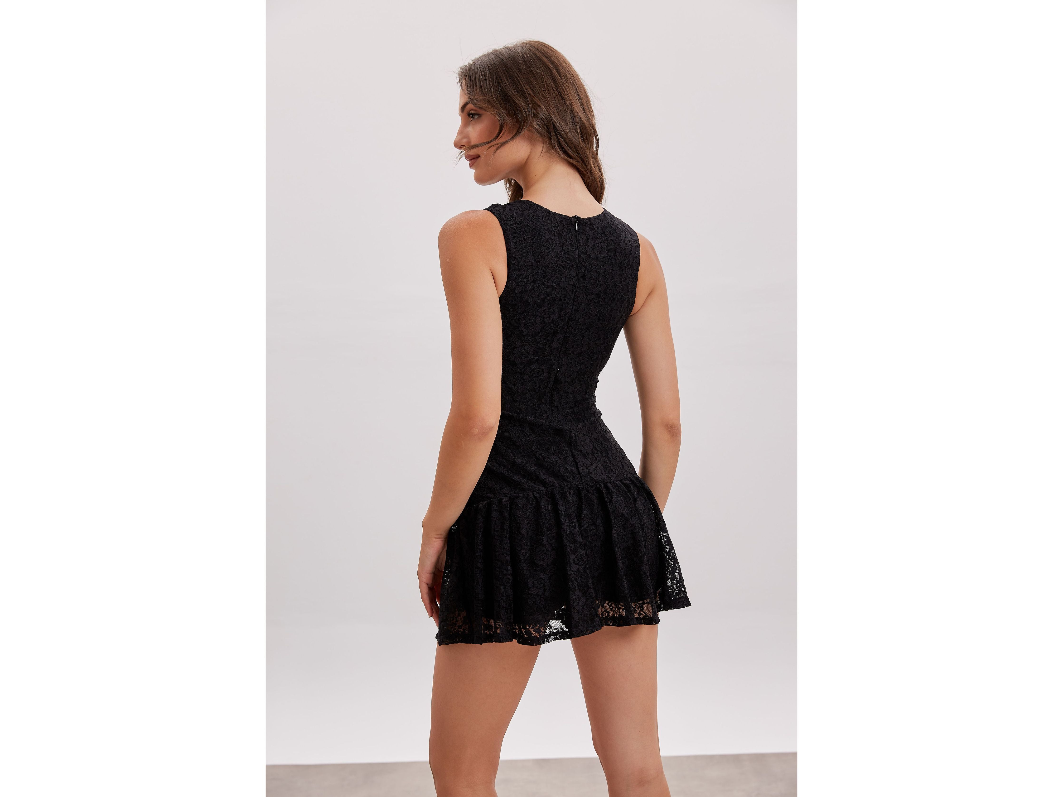 Lace Power Dress with Shorts | Black