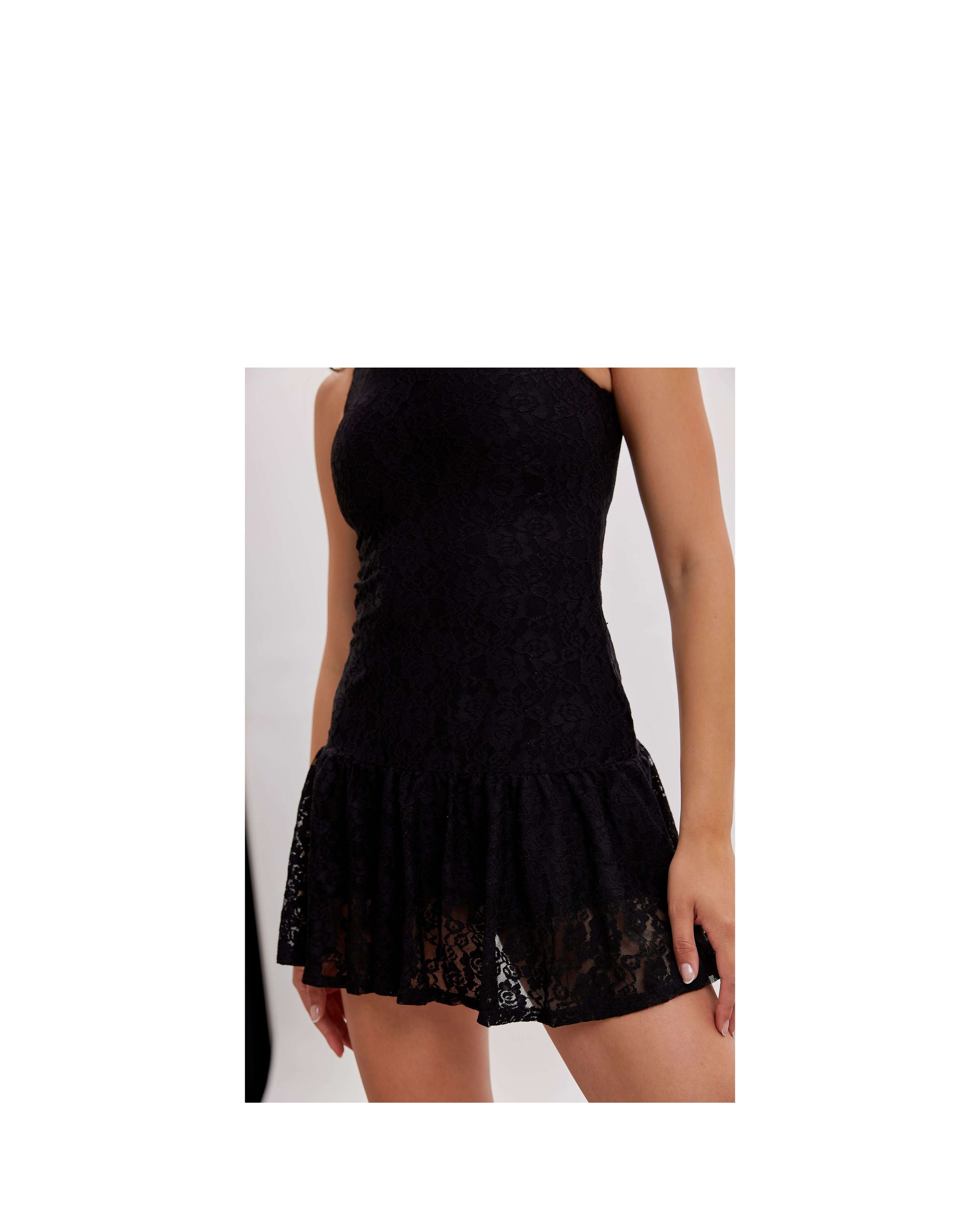 Lace Power Dress with Shorts | Black