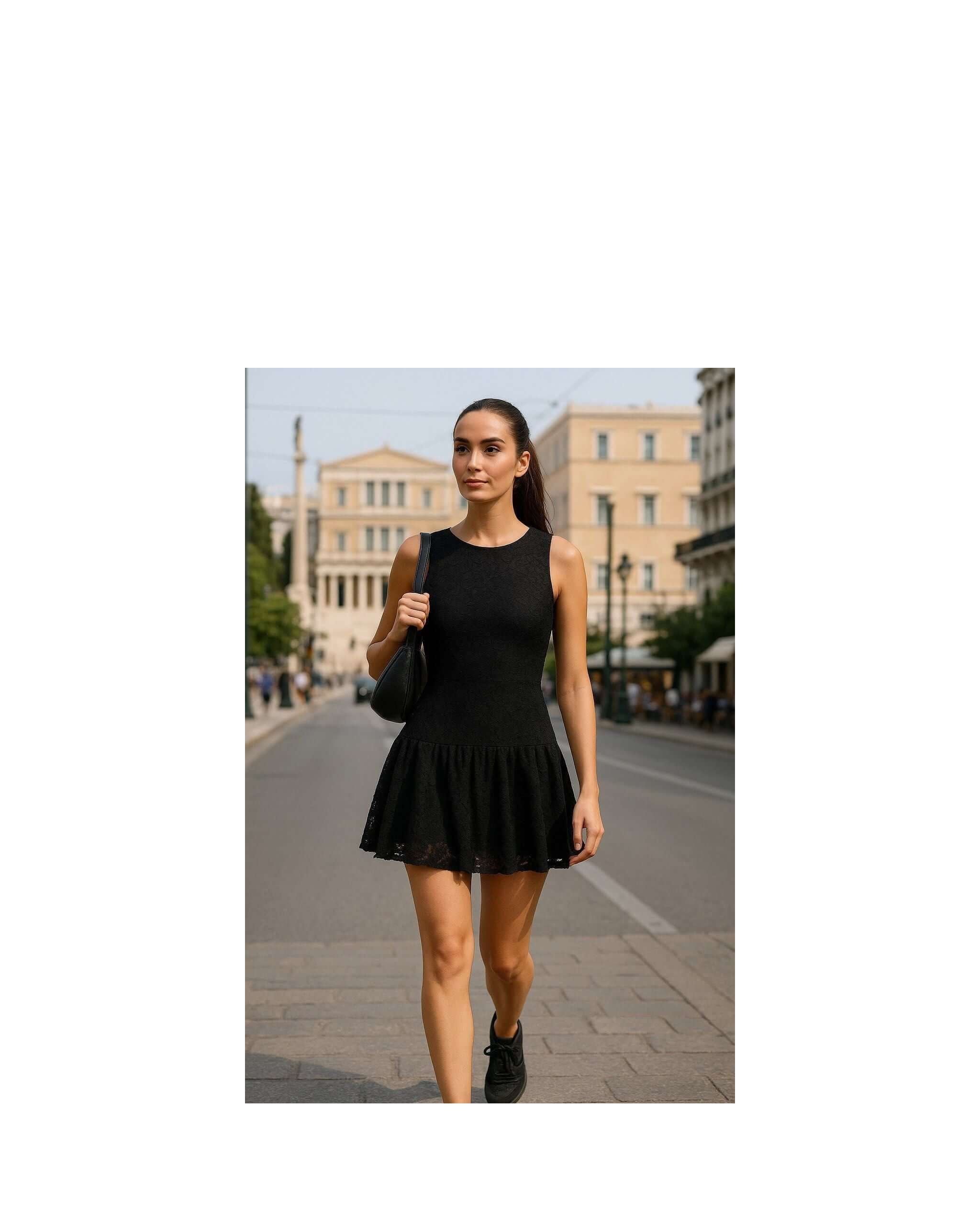 Lace Power Dress with Shorts | Black