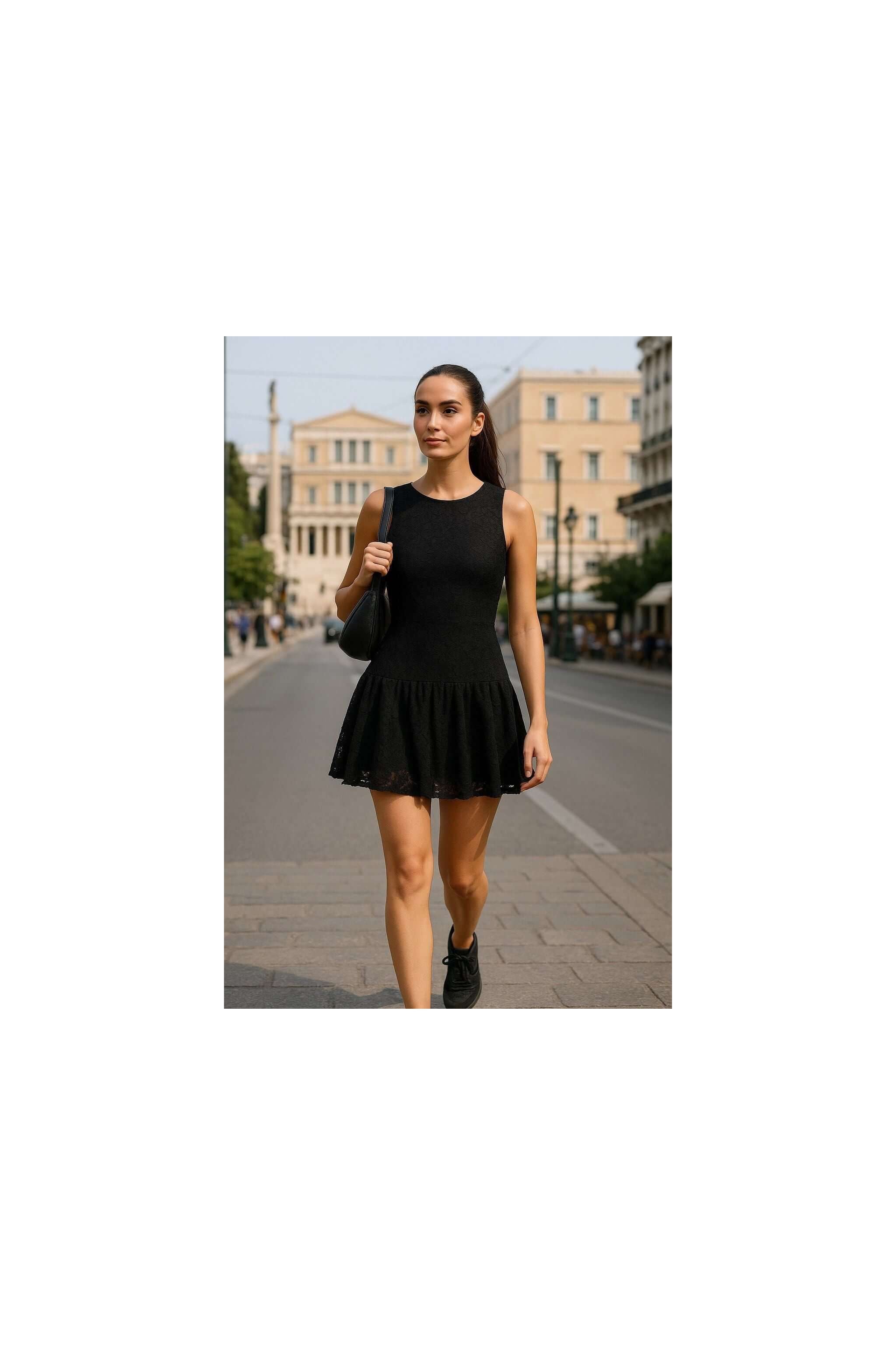 Lace Power Dress with Shorts | Black