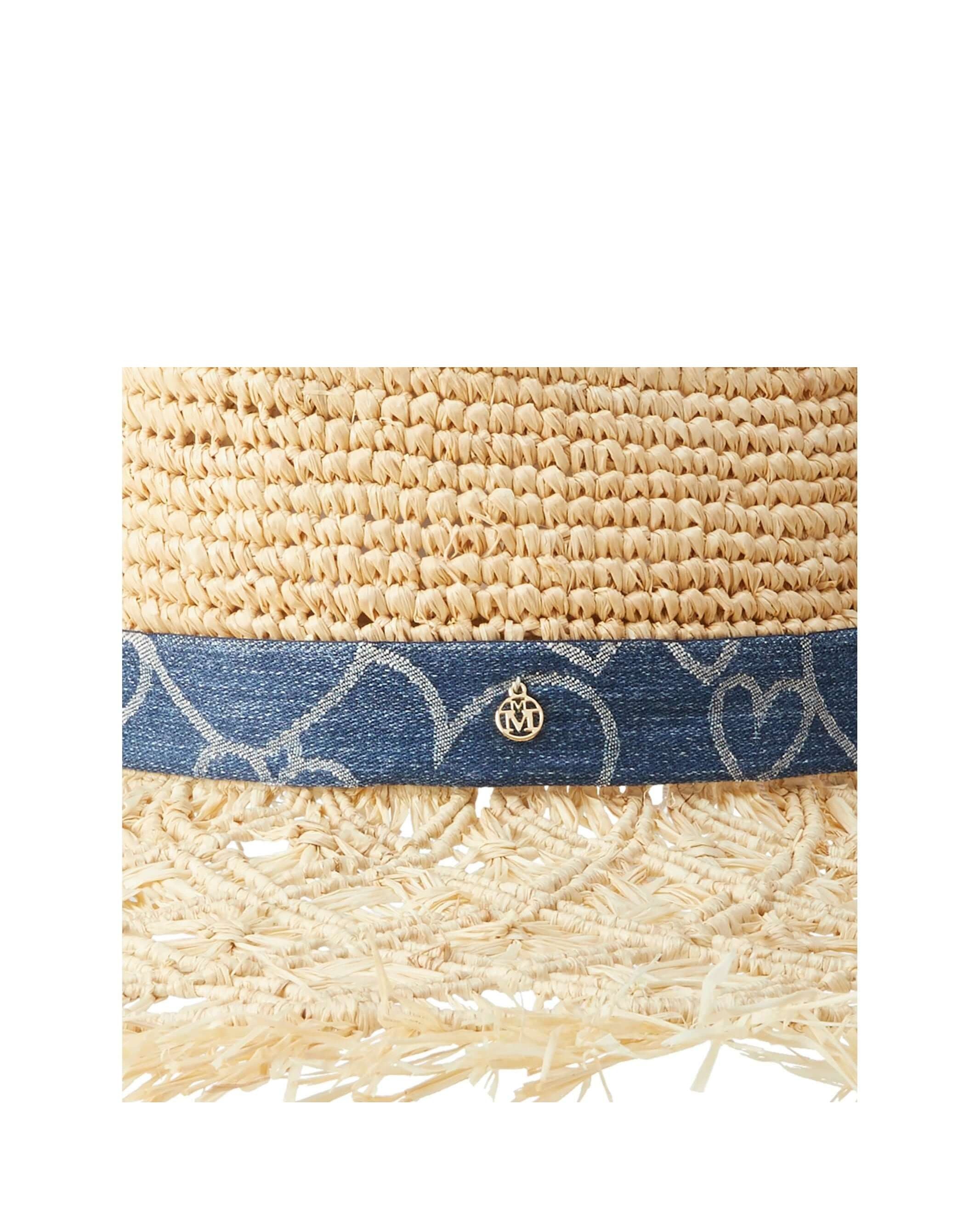 Big Sheryl Heart Denim Ribbon On Raphia