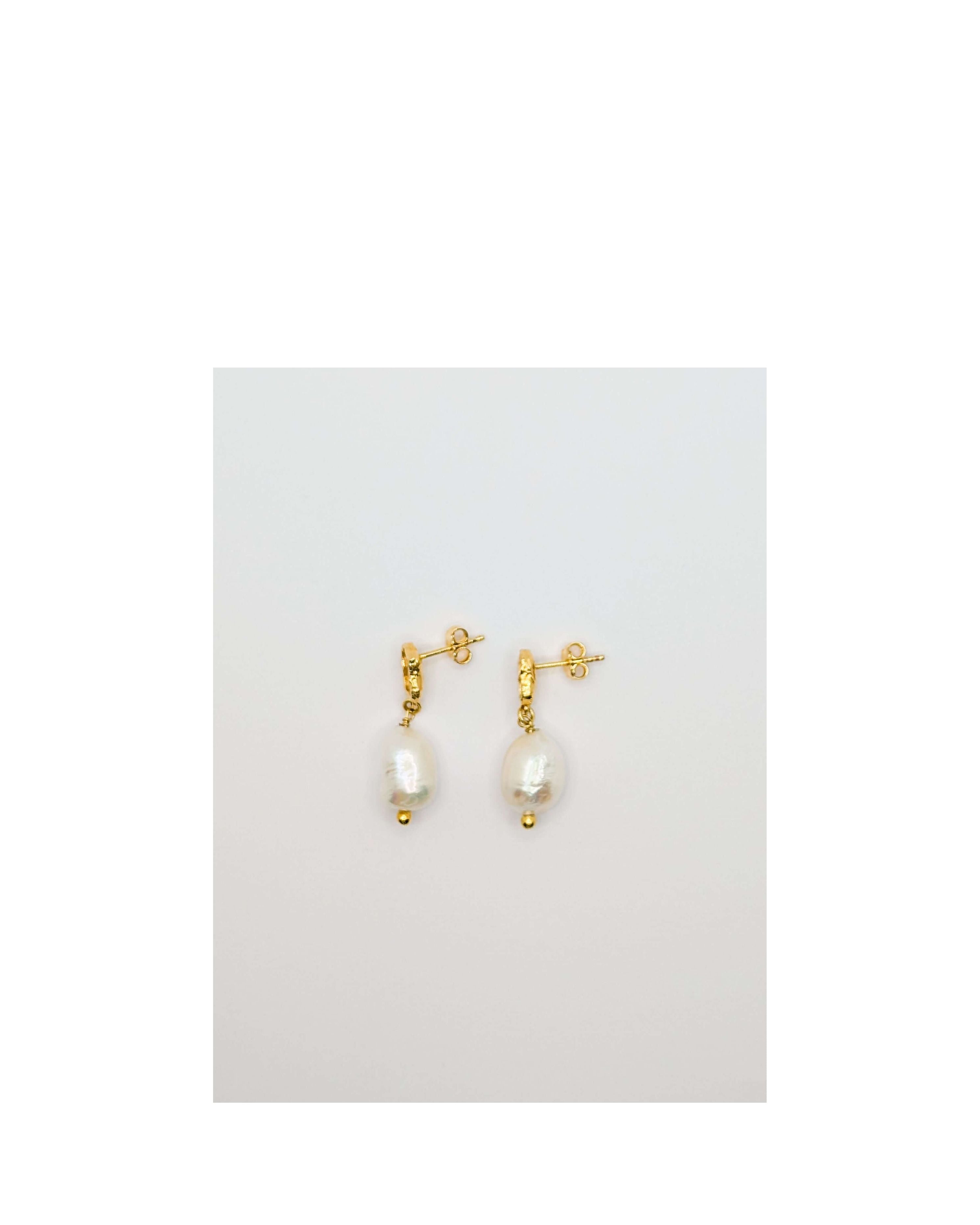 Gold Shelly Textured Mother of Pearl Drop Earrings
