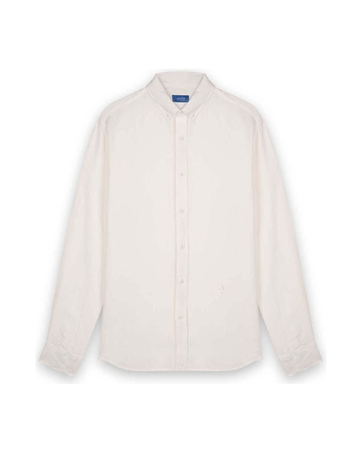 Chemise en lin homme, col boutonné classique, coupe ample, couleur crème, conçue en lin naturel Européen.