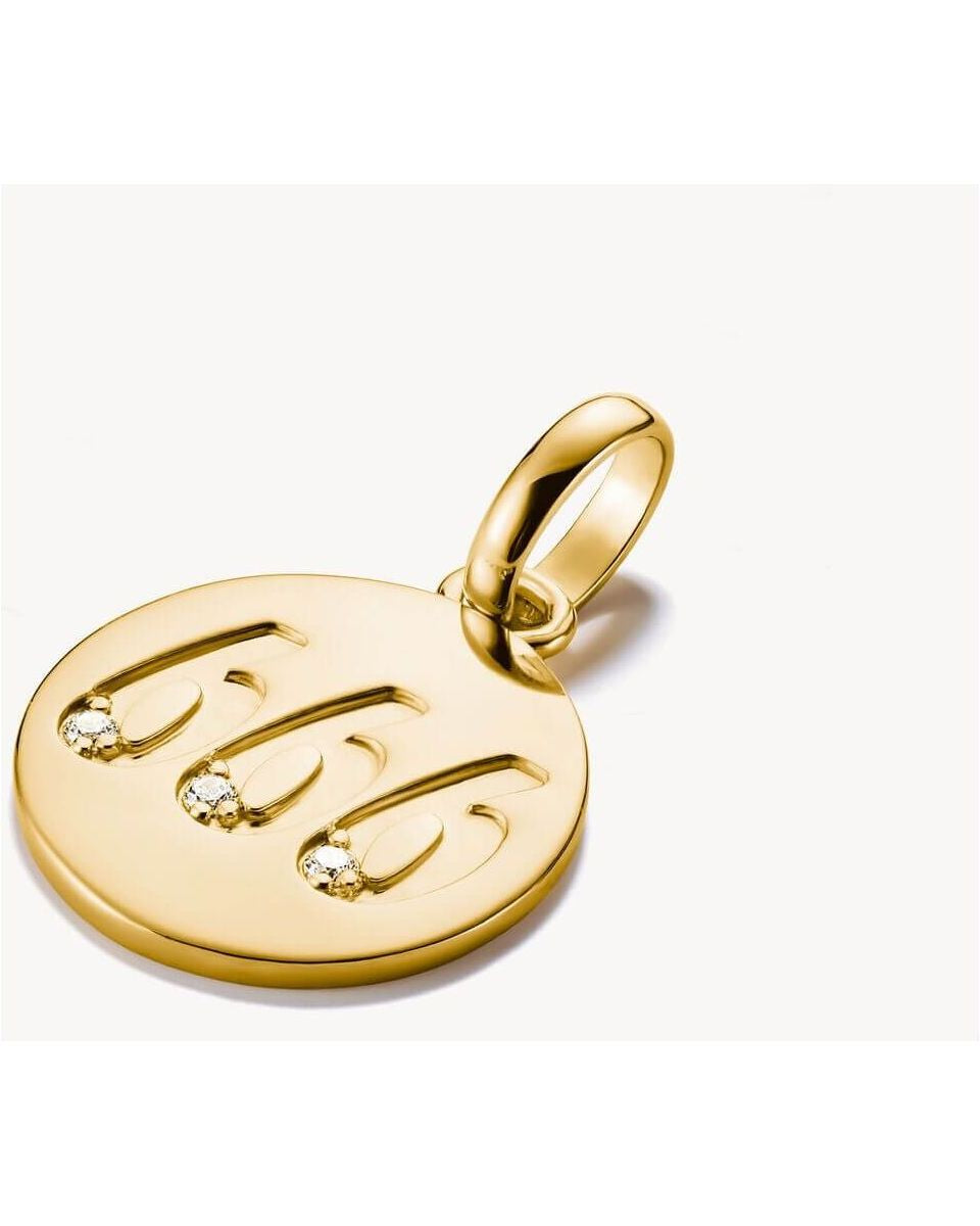 Pendentif charm numéro angélique 666 en plaqué or, orné de pierres en zirconium, élégance et signification profonde.