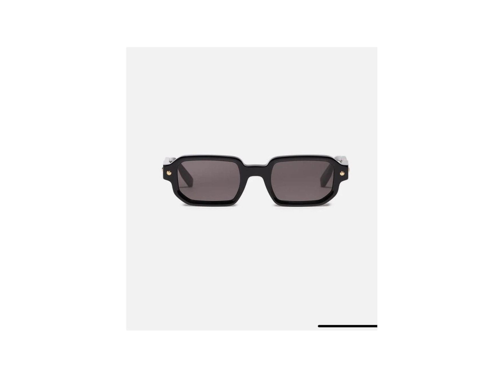 Lunettes de soleil noires rectangulaires Project 06 avec verres foncés et charnières signature John Dalia.