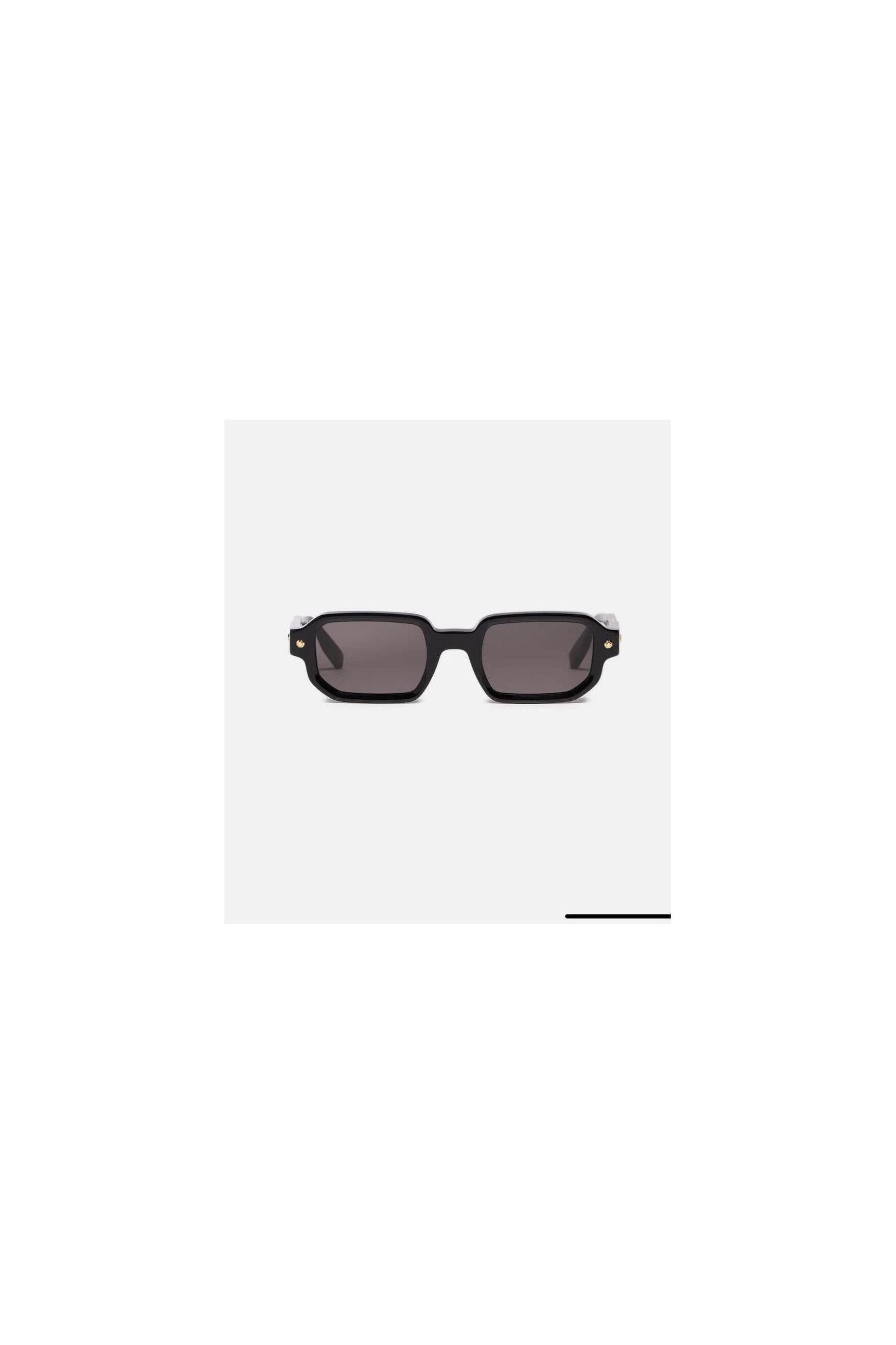 Lunettes de soleil noires rectangulaires Project 06 avec verres foncés et charnières signature John Dalia.