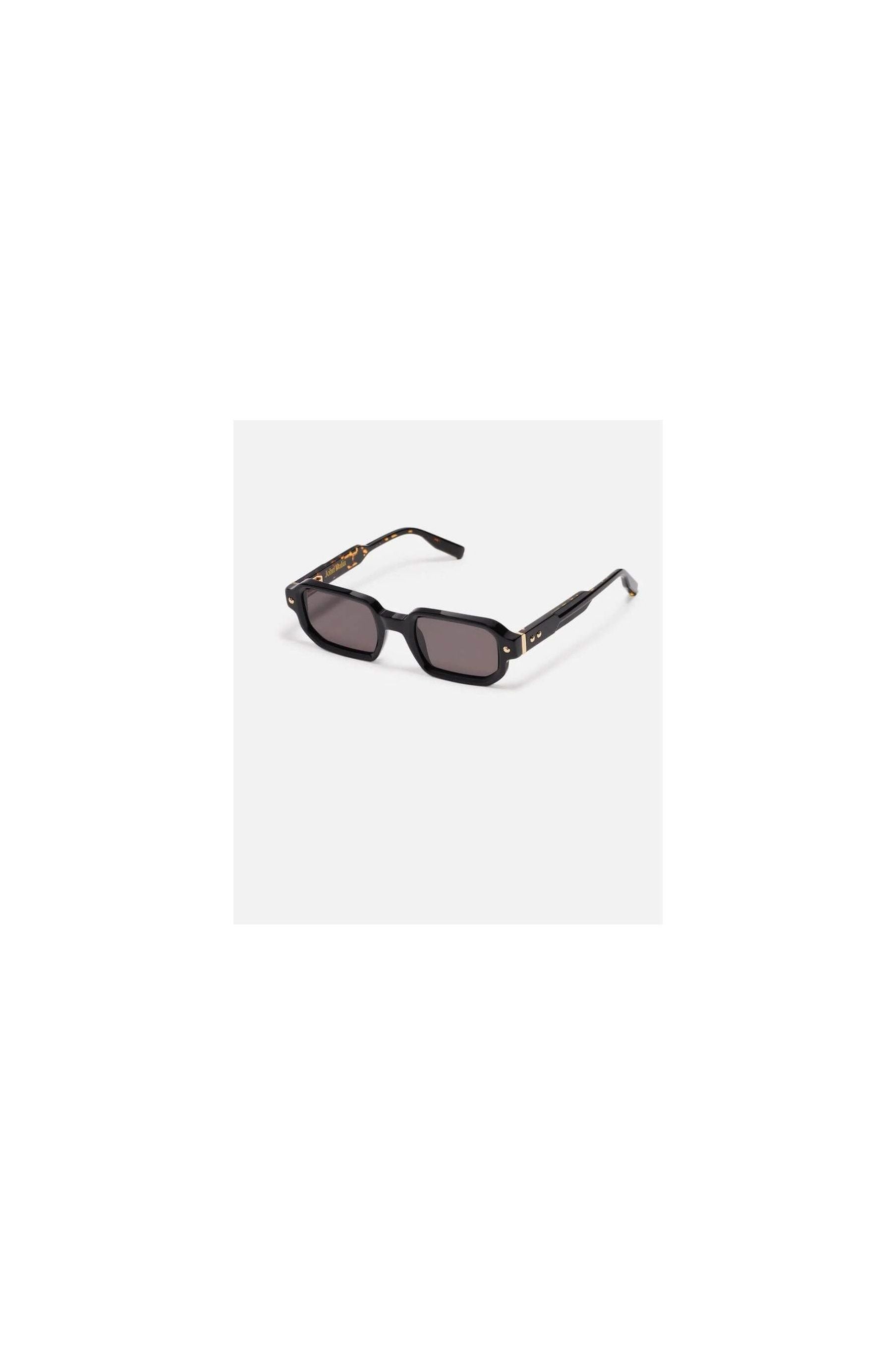 Lunettes de soleil unisexes Shiny black Yellowstone gold, monture en acétate, style rectangulaire.