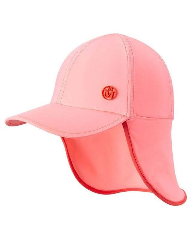 Casquette Gabin en tissu lycra corail rose, imperméable et protectrice contre les UV pour enfants.