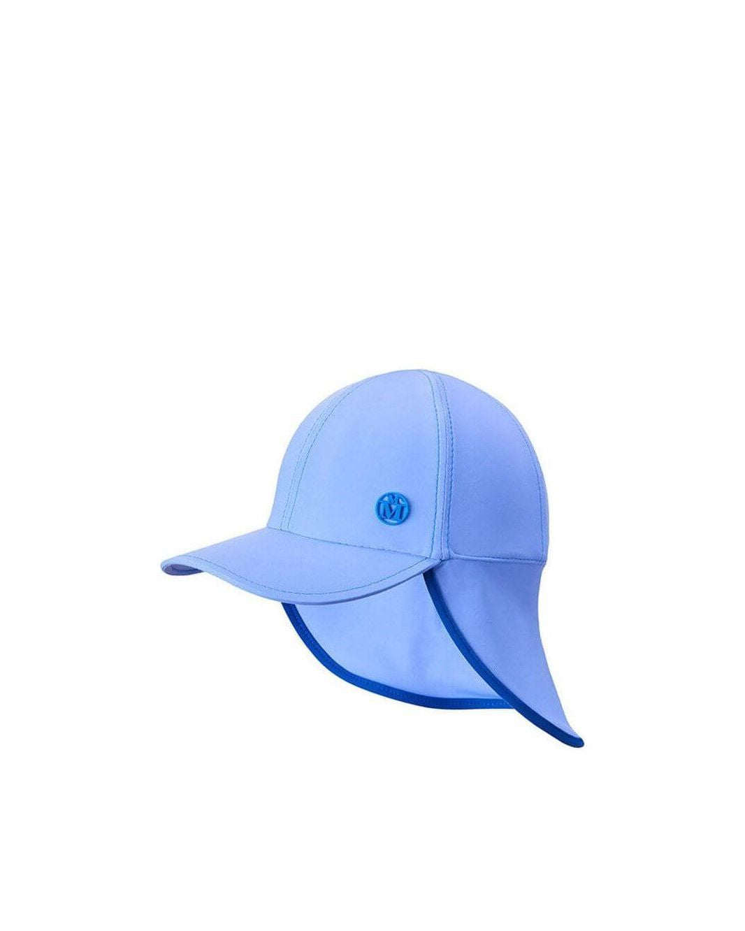 Casquette bleue pour enfants en tissu lycra, protection UV et imperméable, logo Maison Michel.