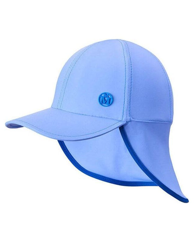 Casquette bleue pour enfants en tissu lycra, protection UV et imperméable, logo Maison Michel.