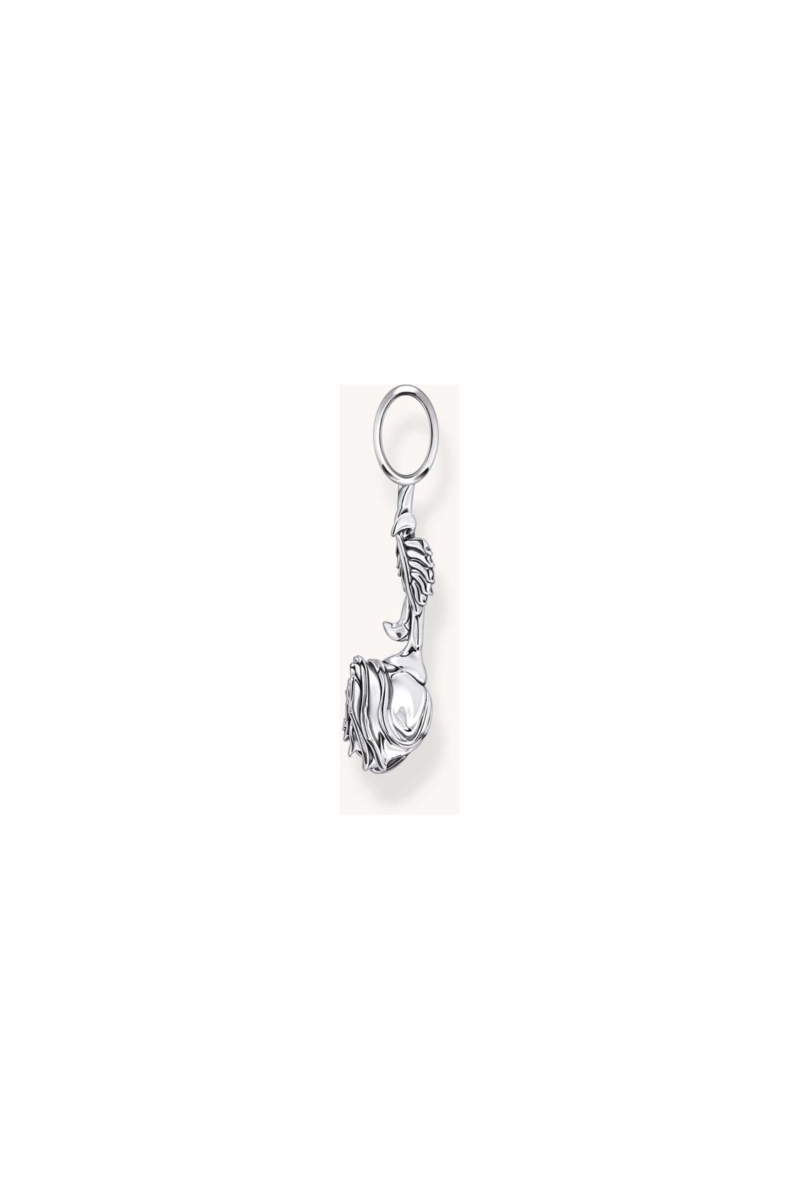 Pendentif Midnight Rose en argent recyclé, symbolisant la beauté et la rébellion, avec détails raffinés.
