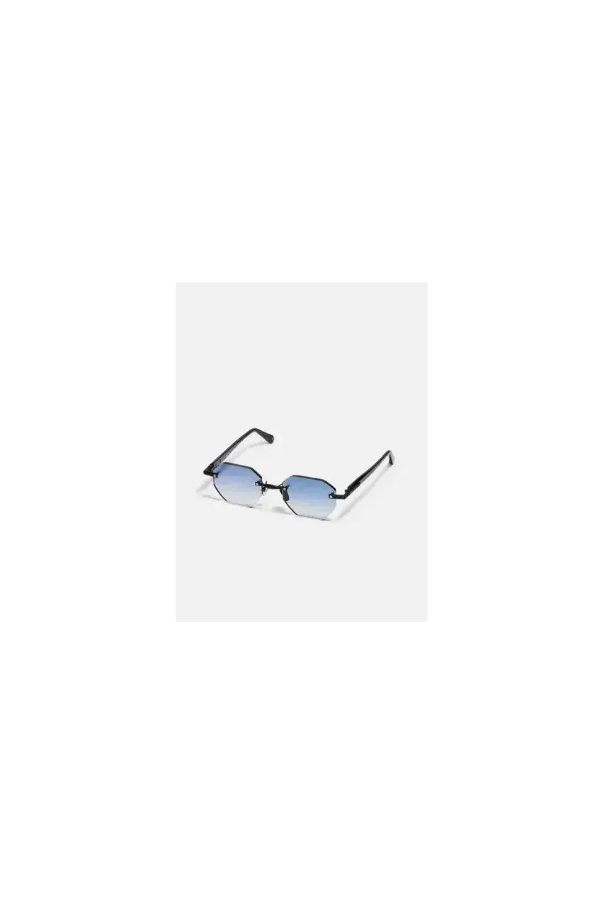 Lunettes de soleil Timothy C303 avec finition noir brillant et verre dégradé bleu, élégance et protection UV.