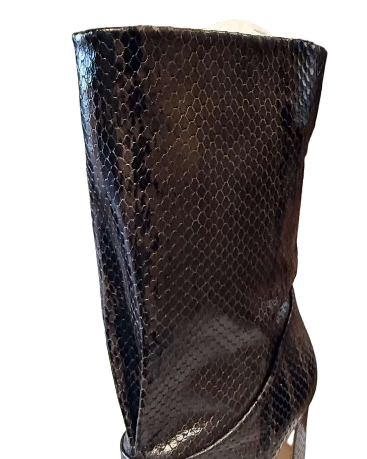 Bottines cuir de veau Alberta Ferretti, élégantes en cuir de veau imprimé, parfaites pour l'automne-hiver.