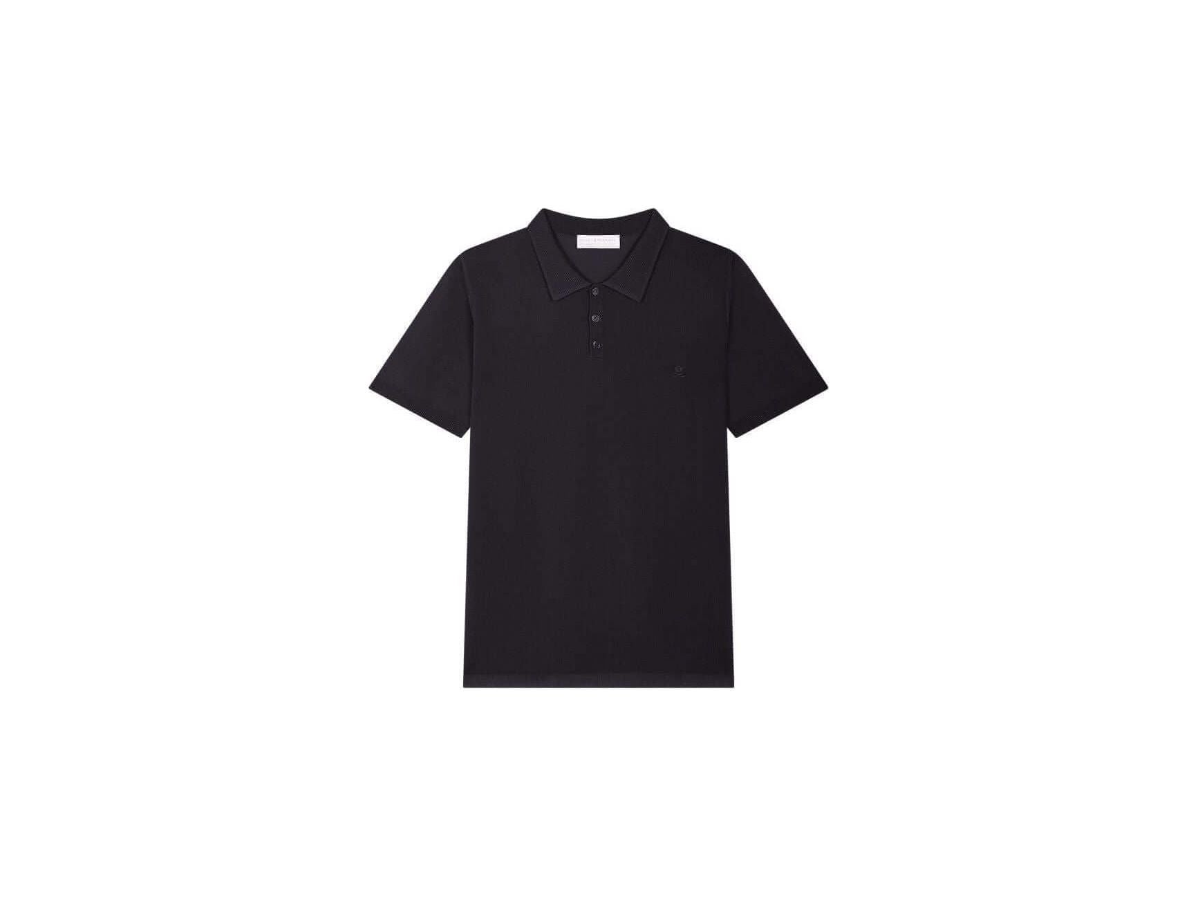 Stylish black short-sleeve polo shirt made of 100% polyamide for comfort and elegance.