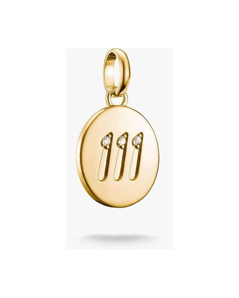 Pendentif charm numéro angélique 111 en or plaqué, avec pierres blanches en zirconium pour un style élégant.