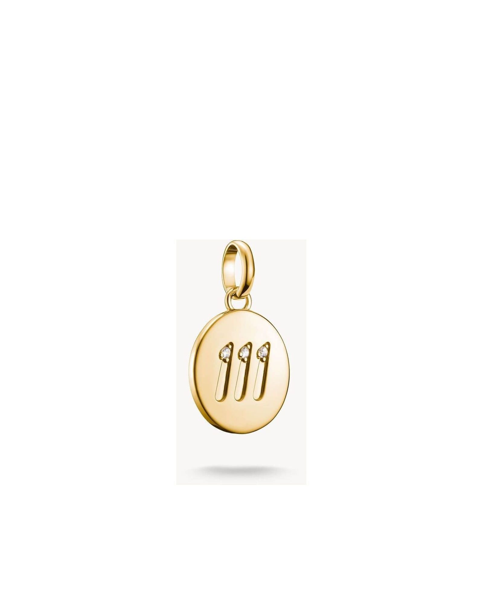 Pendentif charm numéro angélique 111 en or plaqué, avec pierres blanches en zirconium pour un style élégant.