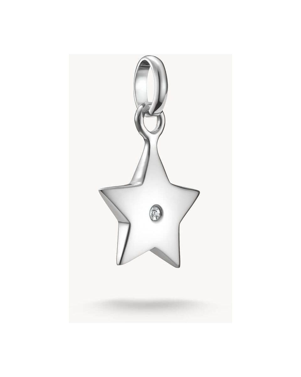 Pendentif charm en forme d'étoile en argent recyclé avec zircon blanc, symbole de lumière et espoir.