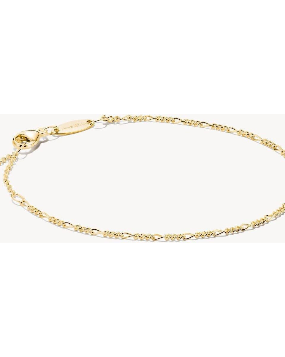 Bracelet charm design Figaro en plaqué or 18 carats, élégant et durable, avec maillons ovales et ronds.