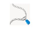 Pendentif charm Ours d'Or en cristal bleu sur chaîne en argent recyclé, élégant et joyeux.