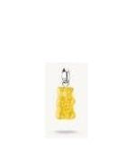 Pendentif charm Ours d'Or en cristal satiné, couleur jaune, en argent recyclé, élégant et personnalisable.