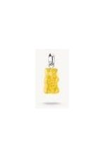 Pendentif charm Ours d'Or en cristal satiné, couleur jaune, en argent recyclé, élégant et personnalisable.