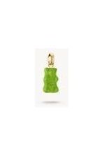 Pendentif charm Ours d'Or en cristal vert avec fermoir doré, inspiré des Goldbears HARIBO.