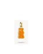 Pendentif charm Ours d'Or en cristal satiné, couleur orange, suspensions dorées pour bracelets ou chaînes.