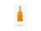 Pendentif charm Ours d'Or en cristal satiné, couleur orange, suspensions dorées pour bracelets ou chaînes.