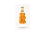 Pendentif charm Ours d'Or en cristal satiné, couleur orange, suspensions dorées pour bracelets ou chaînes.