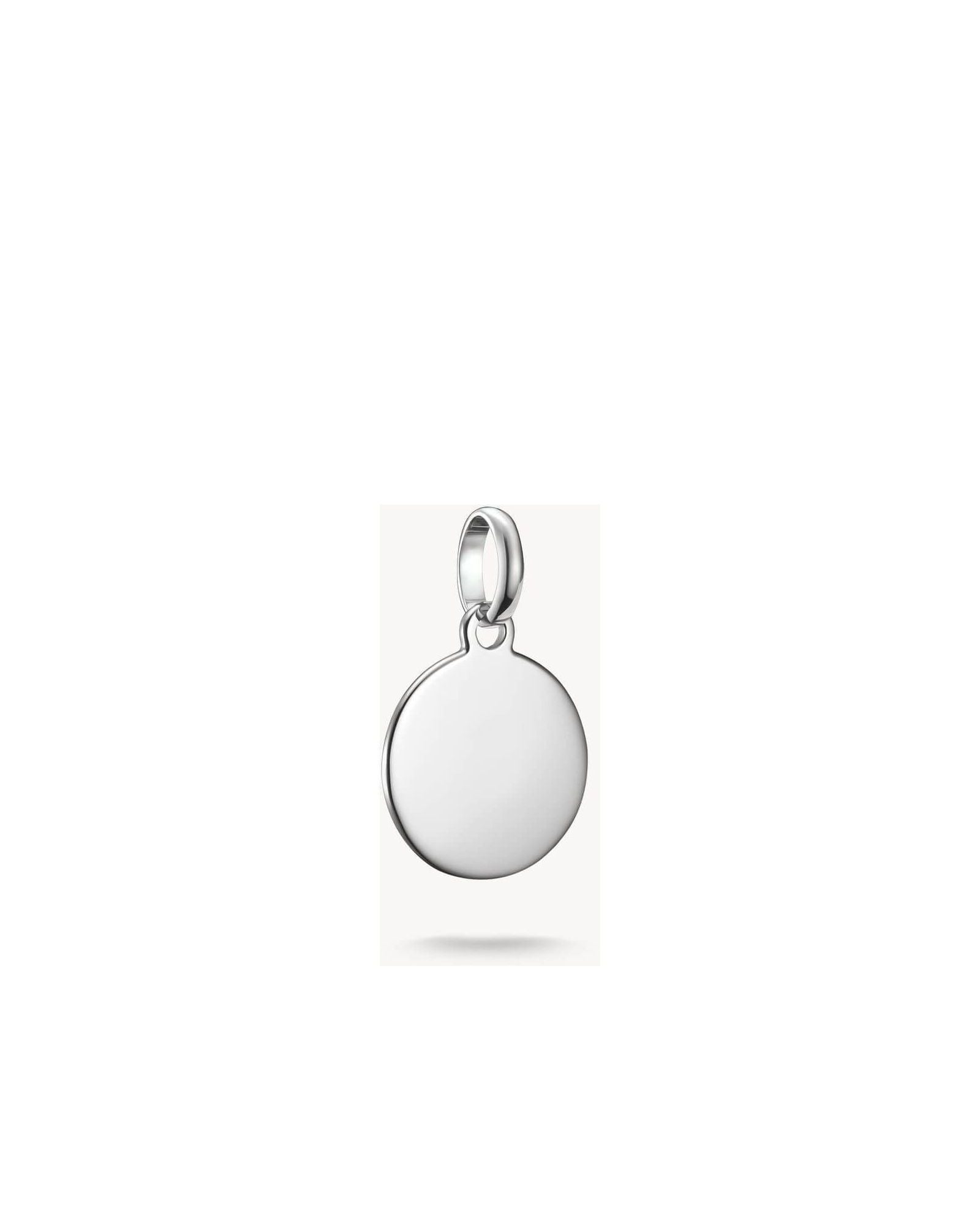 Pendentif médaille Connect Charm en argent recyclé, design épuré pour personnalisation sur bijoux.