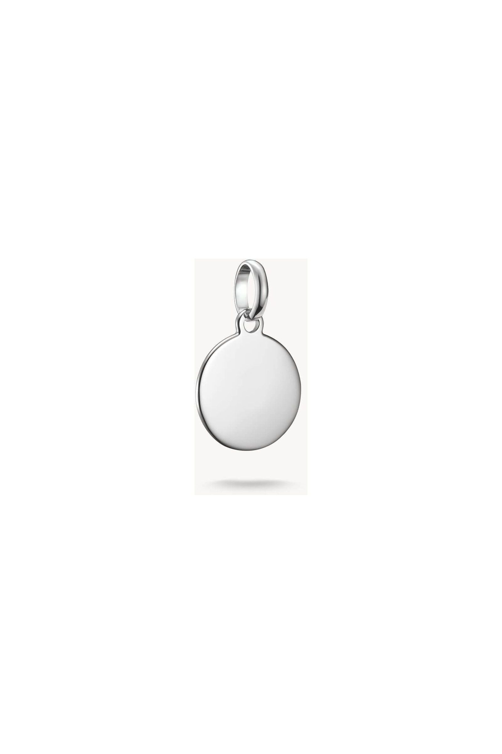 Pendentif médaille Connect Charm en argent recyclé, design épuré pour personnalisation sur bijoux.
