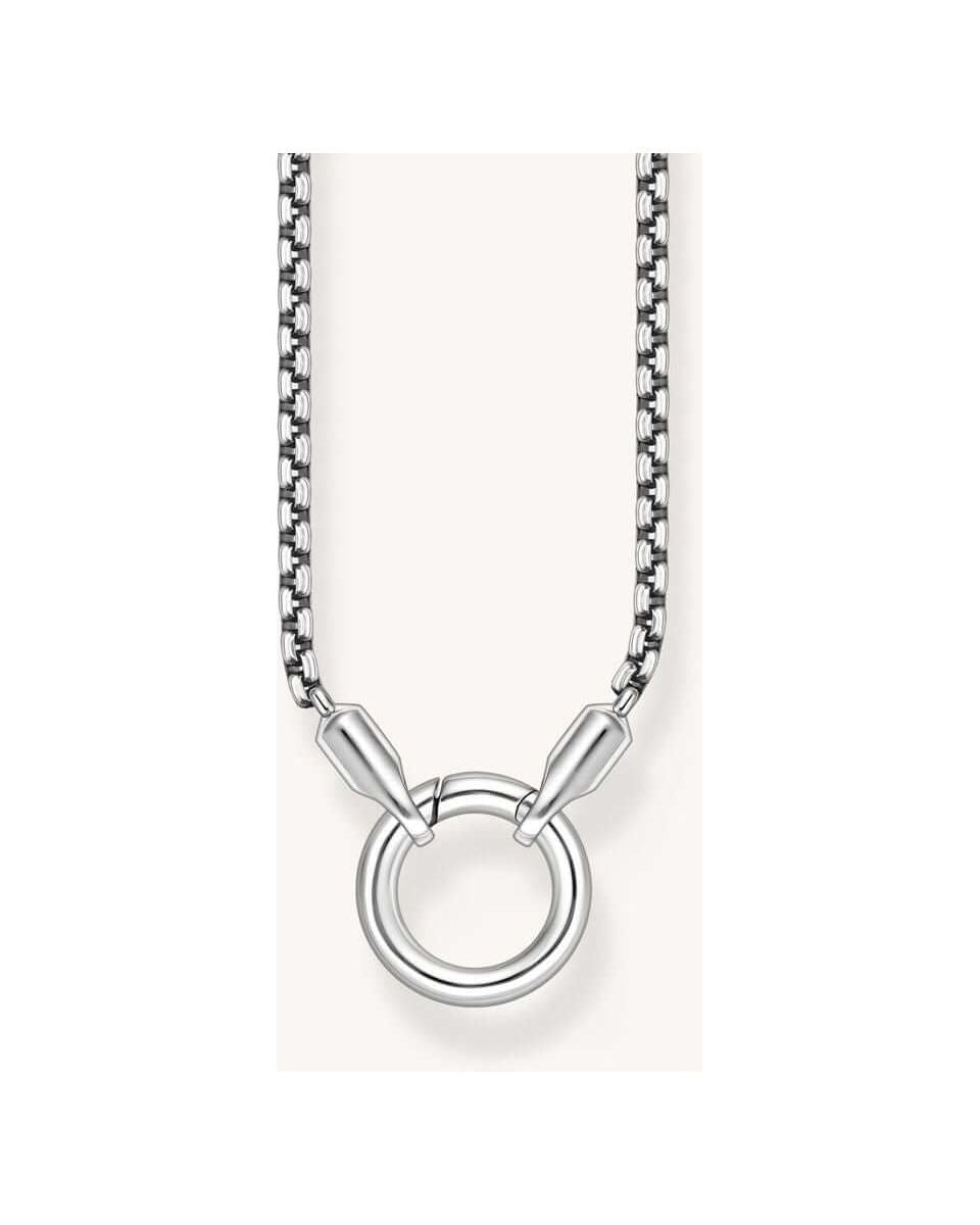 Collier vénitien 2,7 mm en argent noirci avec fermoir rond, 60 cm, élégant et minimaliste.