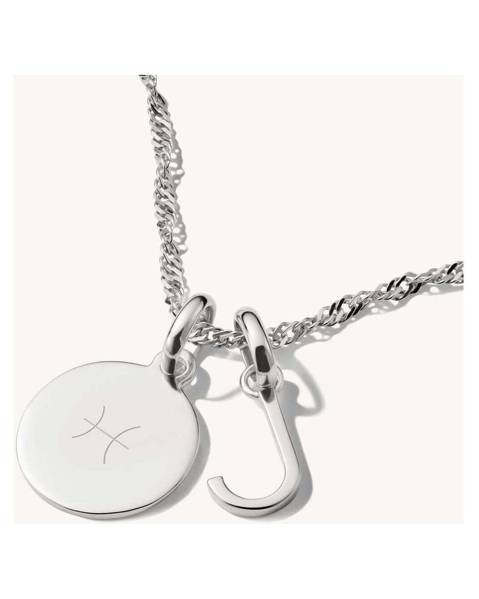 Pendentif médaille Connect Charm en argent recyclé avec charm hook, design épuré et personnalisable.