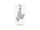 Pendentif charm colombe de la paix en argent 925 serti de zirconiums, symbole d'espoir et d'élégance.